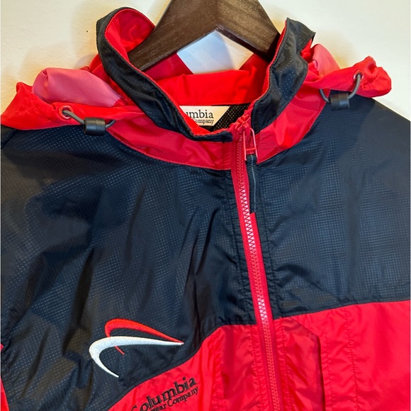 Columbia Windbreaker w/ Packable Hood Red Black Medium - Picture 4 of 6